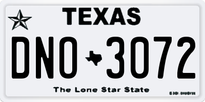 TX license plate DNO3072