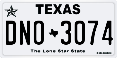 TX license plate DNO3074