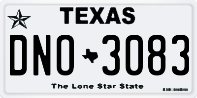 TX license plate DNO3083