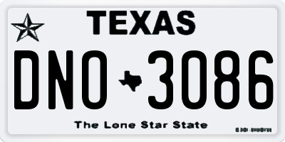 TX license plate DNO3086