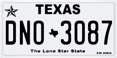 TX license plate DNO3087