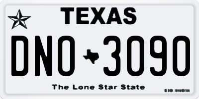 TX license plate DNO3090