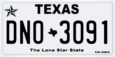 TX license plate DNO3091