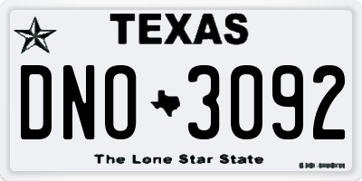 TX license plate DNO3092