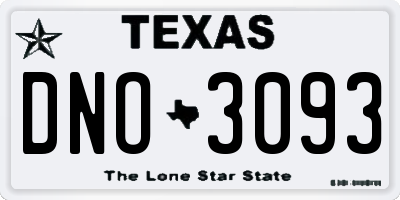 TX license plate DNO3093