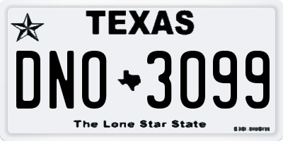 TX license plate DNO3099