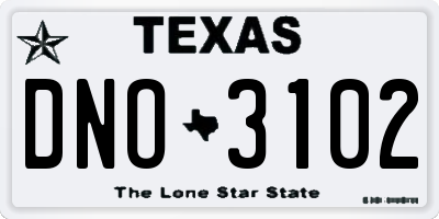 TX license plate DNO3102