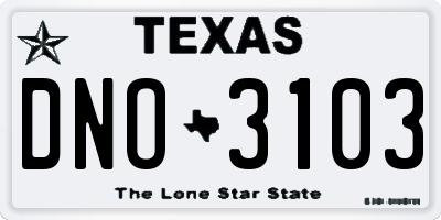 TX license plate DNO3103