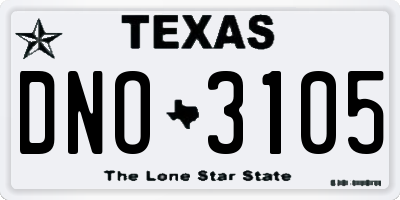 TX license plate DNO3105