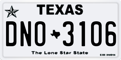 TX license plate DNO3106