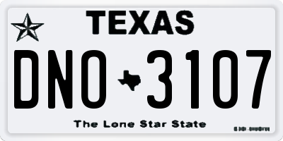 TX license plate DNO3107