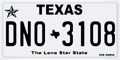 TX license plate DNO3108