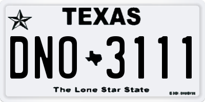 TX license plate DNO3111