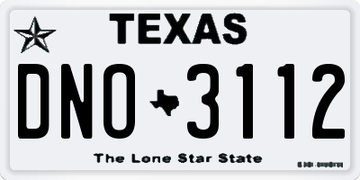 TX license plate DNO3112