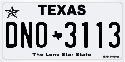 TX license plate DNO3113