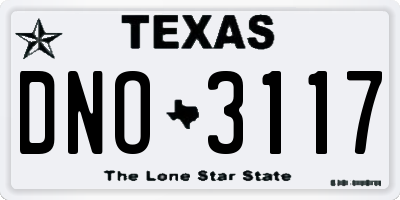 TX license plate DNO3117