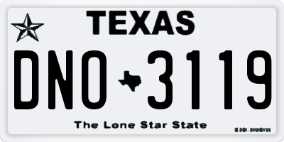 TX license plate DNO3119