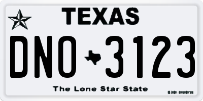 TX license plate DNO3123
