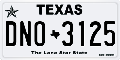 TX license plate DNO3125