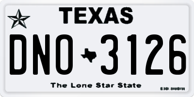 TX license plate DNO3126