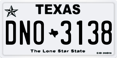 TX license plate DNO3138