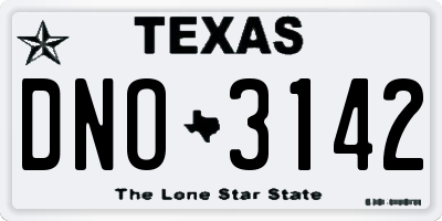 TX license plate DNO3142