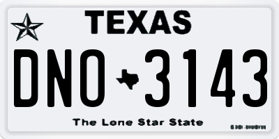 TX license plate DNO3143