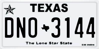 TX license plate DNO3144