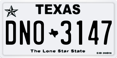 TX license plate DNO3147