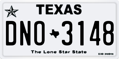 TX license plate DNO3148