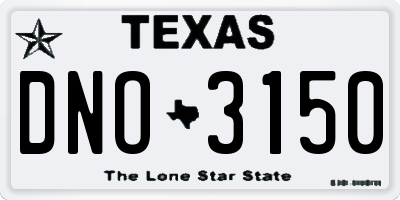 TX license plate DNO3150