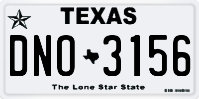 TX license plate DNO3156