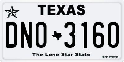TX license plate DNO3160