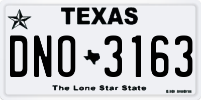 TX license plate DNO3163