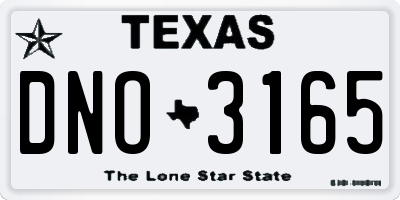 TX license plate DNO3165