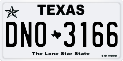 TX license plate DNO3166