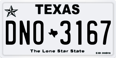 TX license plate DNO3167