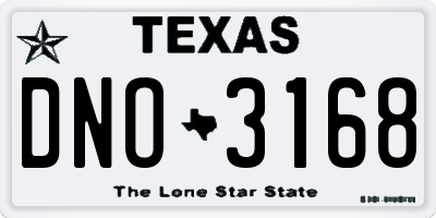 TX license plate DNO3168