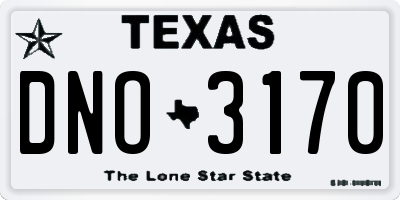 TX license plate DNO3170