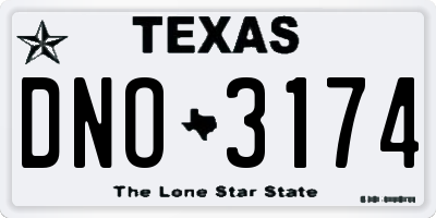 TX license plate DNO3174