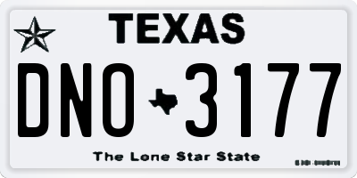 TX license plate DNO3177