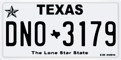 TX license plate DNO3179