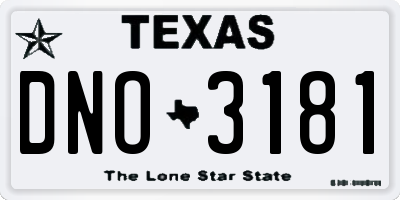 TX license plate DNO3181