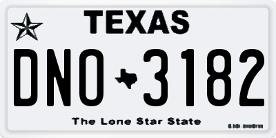 TX license plate DNO3182