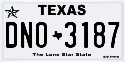 TX license plate DNO3187