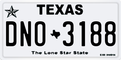 TX license plate DNO3188