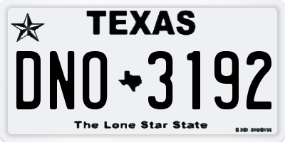 TX license plate DNO3192