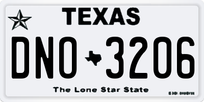 TX license plate DNO3206