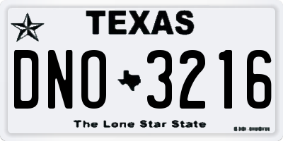 TX license plate DNO3216