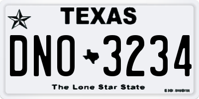 TX license plate DNO3234